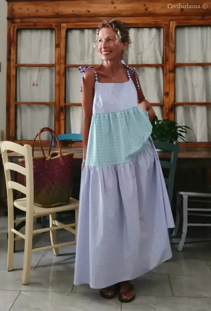 Abito prendisole in cotone a balze colorate (Ref. 411) abito donna