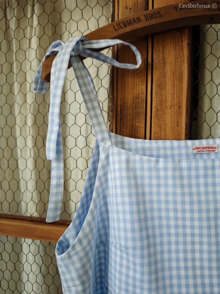 Abito prendisole in cotone a quadrettini celesti (Ref. 187) abito donna