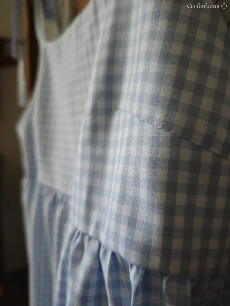 Abito prendisole in cotone a quadrettini celesti (Ref. 187) abito donna