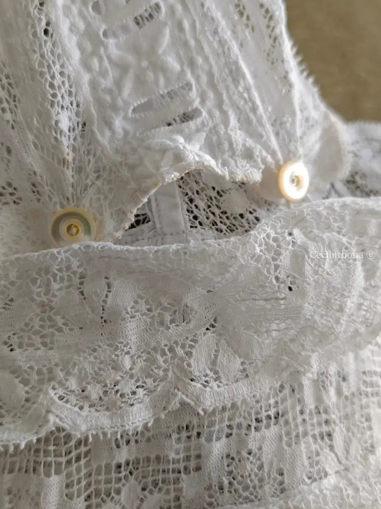 Abito sottoveste antico con pizzo “Corredo di Angiolina” Biancheria antica da donna