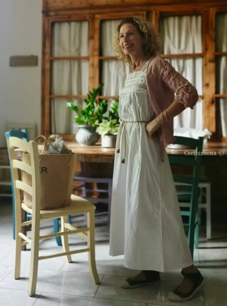 Abito sottoveste antico con pizzo “Corredo di Angiolina” Biancheria antica da donna