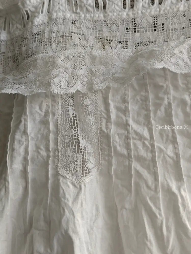 Abito sottoveste antico con pizzo “Corredo di Angiolina” Biancheria antica da donna