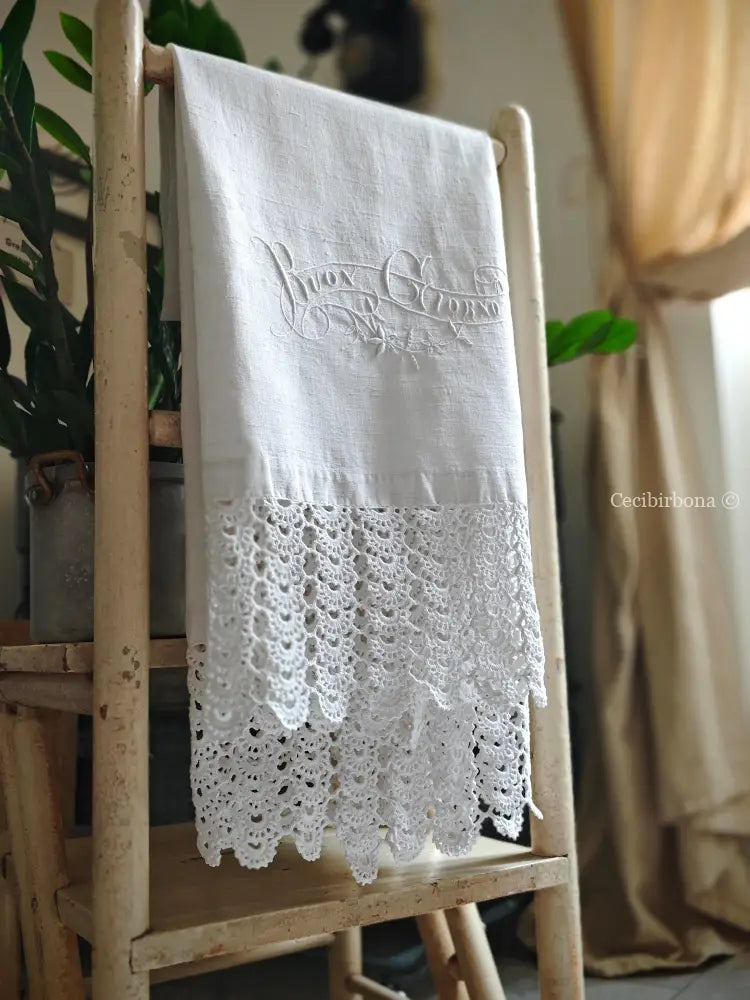 Asciugamano del Buon Giorno biancheria antica per la casa