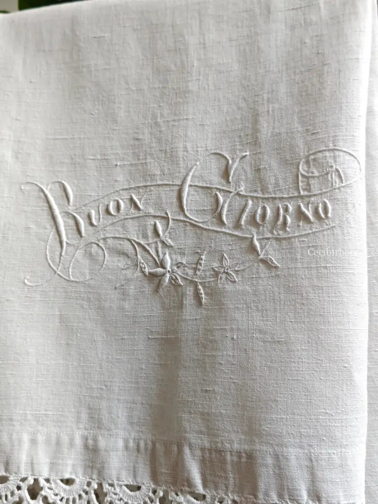 Asciugamano del Buon Giorno biancheria antica per la casa