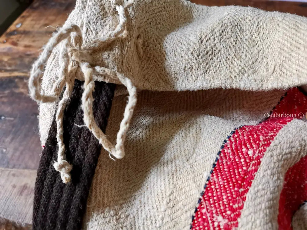 Borsa unisex con tracolla realizzata in stoffa antica per sacchi di grano - shopper - borsa per il mare borsa