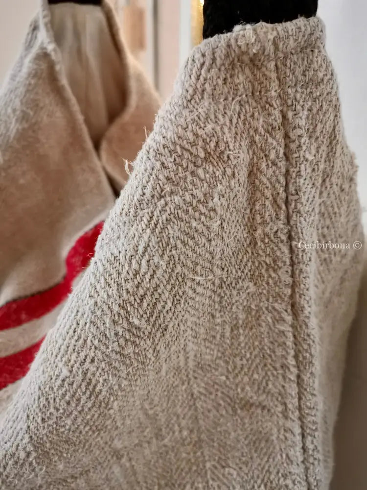 Borsa unisex con tracolla realizzata in stoffa antica per sacchi di grano - shopper - borsa per il mare borsa