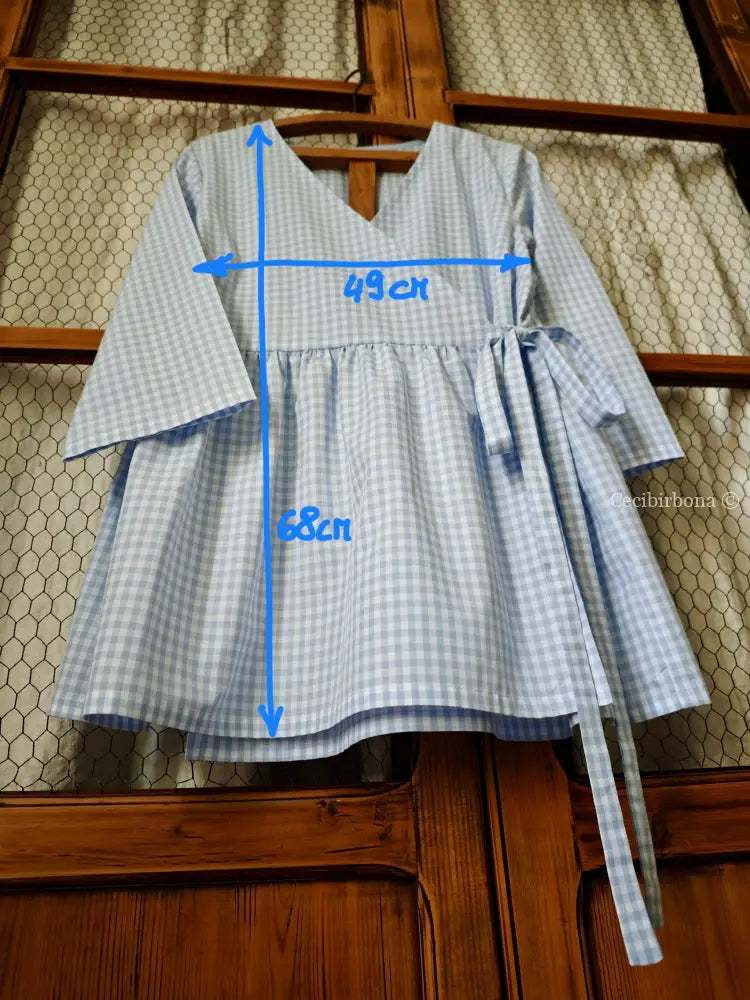 Camicia a quadrettini celesti incrociata (Ref. 186) Small camicia donna