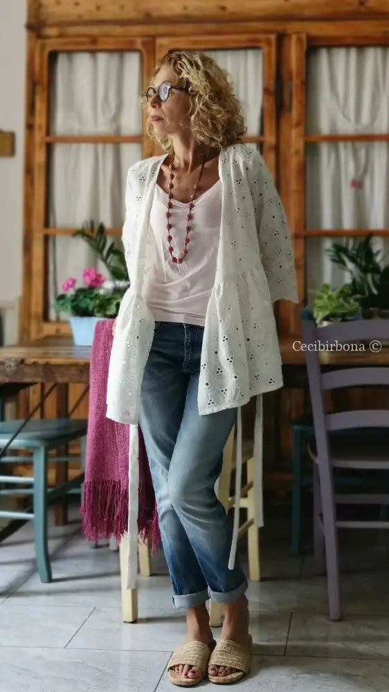 Camicia incrociata in sangallo di cotone (Ref. 302) Small abbigliamento