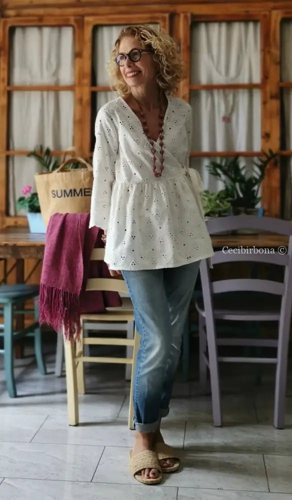 Camicia incrociata in sangallo di cotone (Ref. 302) Small abbigliamento