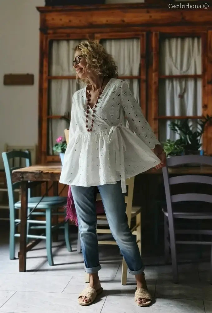 Camicia incrociata in sangallo di cotone (Ref. 302) Small abbigliamento