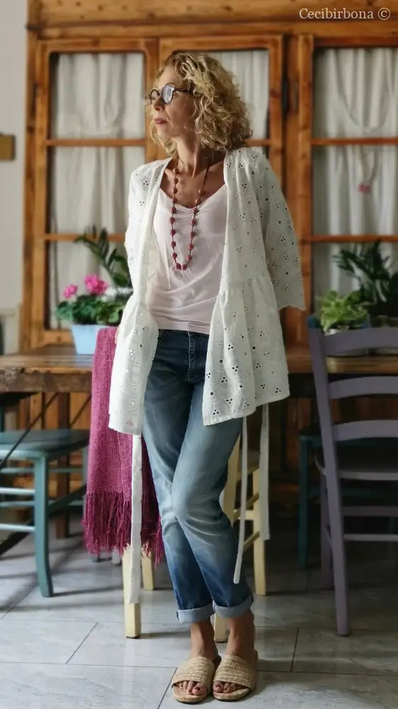 Camicia incrociata in sangallo di cotone (Ref. 302) Small abbigliamento