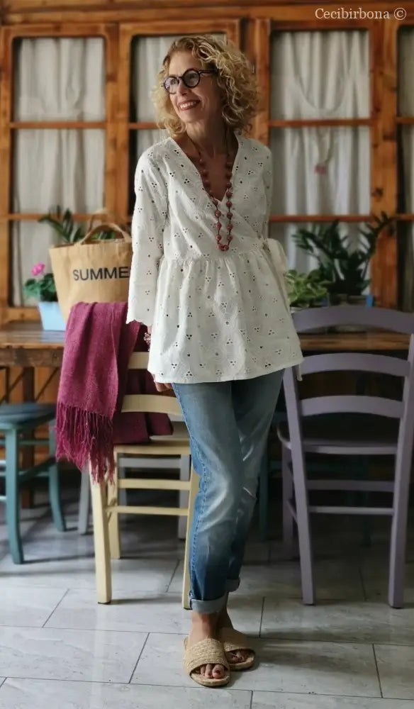 Camicia incrociata in sangallo di cotone (Ref. 302) Small abbigliamento