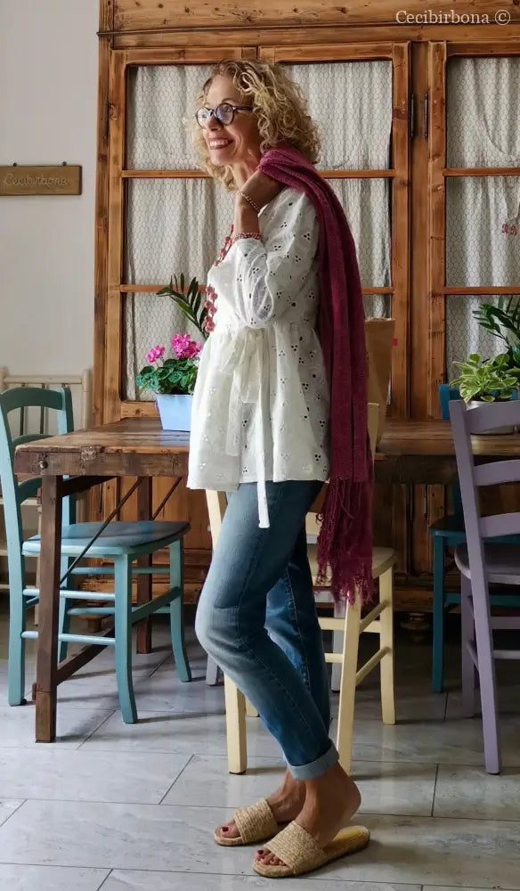 Camicia incrociata in sangallo di cotone (Ref. 302) Small abbigliamento