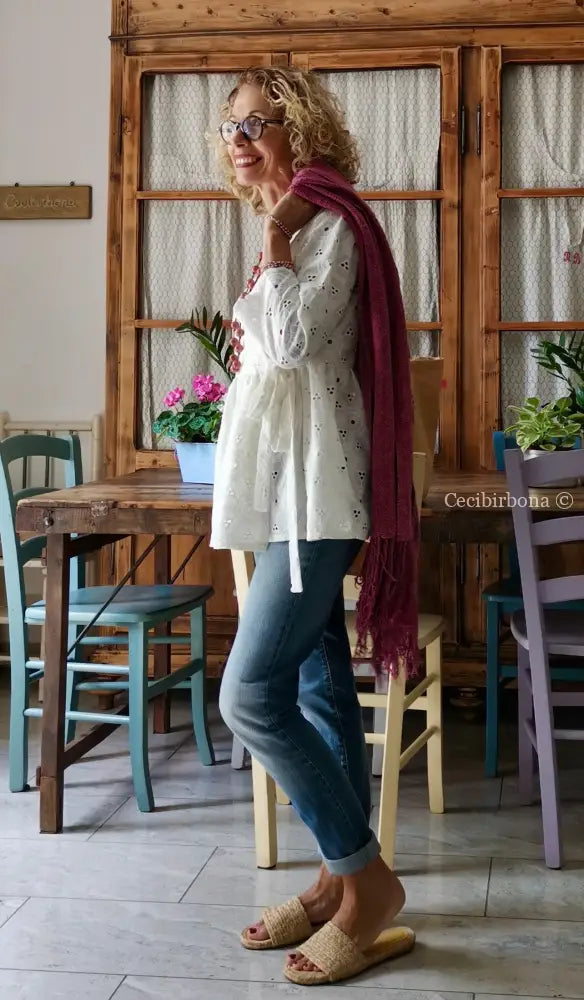 Camicia incrociata in sangallo di cotone (Ref. 302) Small abbigliamento