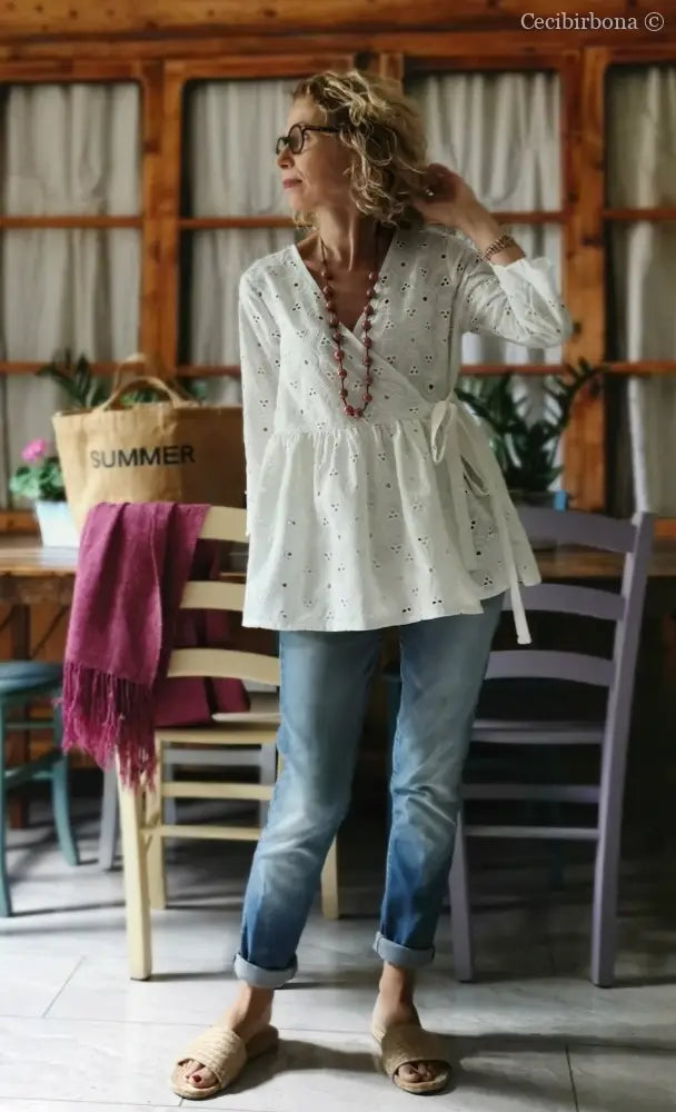 Camicia incrociata in sangallo di cotone (Ref. 302) Small abbigliamento