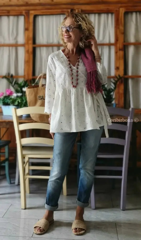 Camicia incrociata in sangallo di cotone (Ref. 302) Small abbigliamento