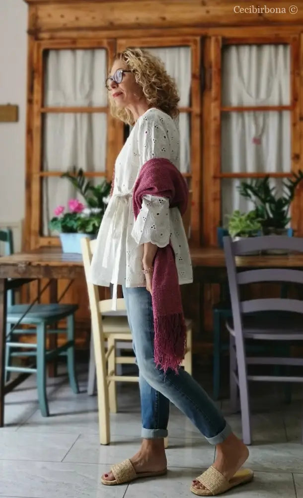 Camicia incrociata in sangallo di cotone (Ref. 302) Small abbigliamento