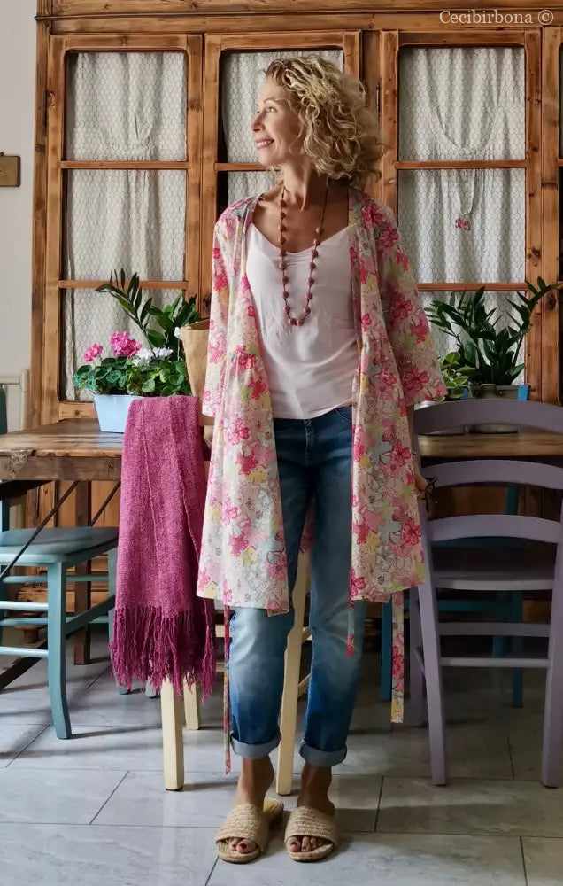 Camicia lunga incrociata in cotone fantasia (Ref. 194) Media camicia donna