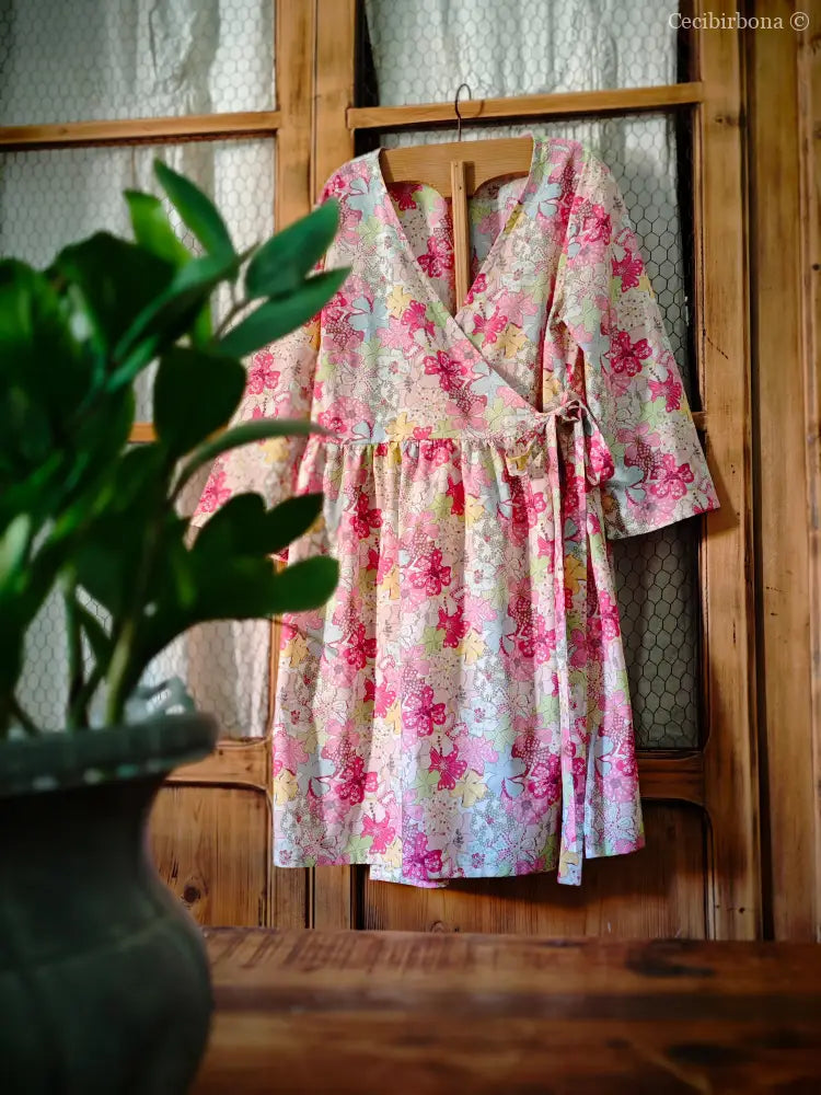 Camicia lunga incrociata in cotone fantasia (Ref. 194) Media camicia donna