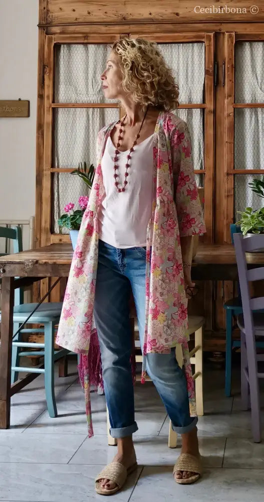 Camicia lunga incrociata in cotone fantasia (Ref. 194) Media camicia donna