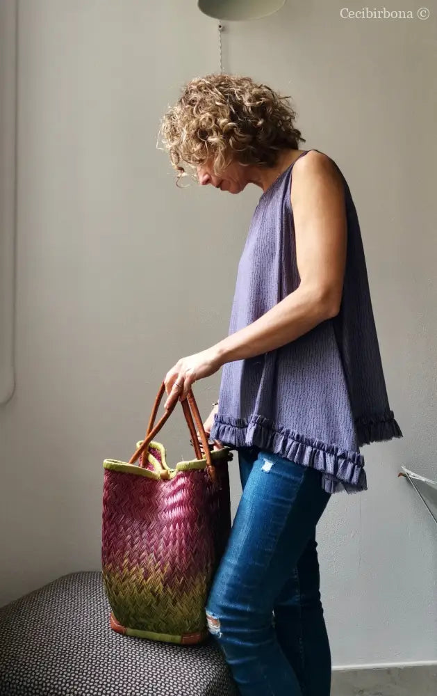 Camicia romantica per donna in viscosa color glicine con rouches - blusa color glicine - tunica boho camicia donna