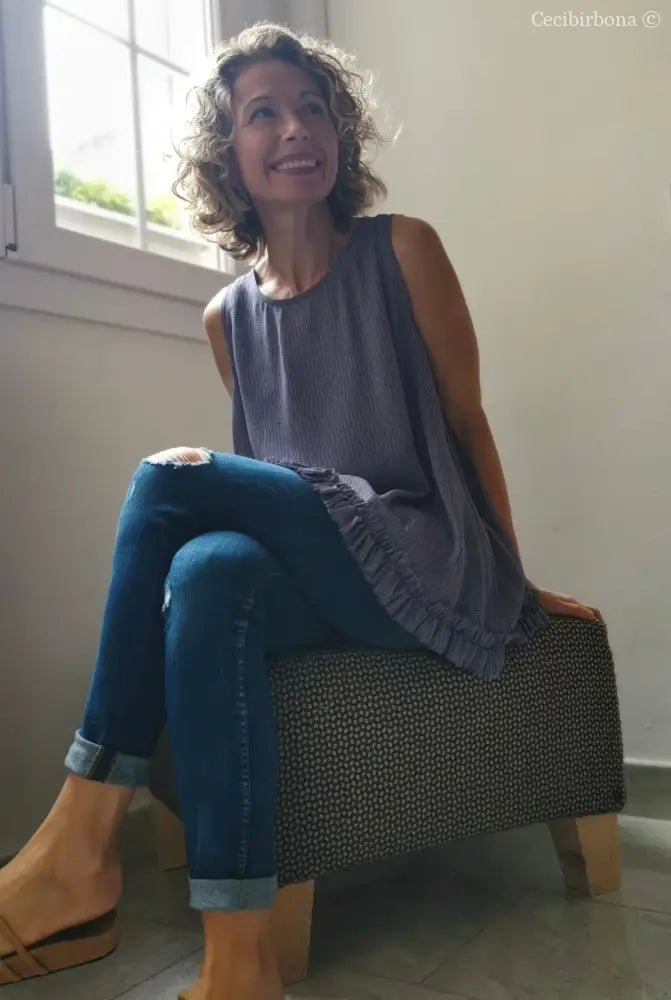 Camicia romantica per donna in viscosa color glicine con rouches - blusa color glicine - tunica boho camicia donna