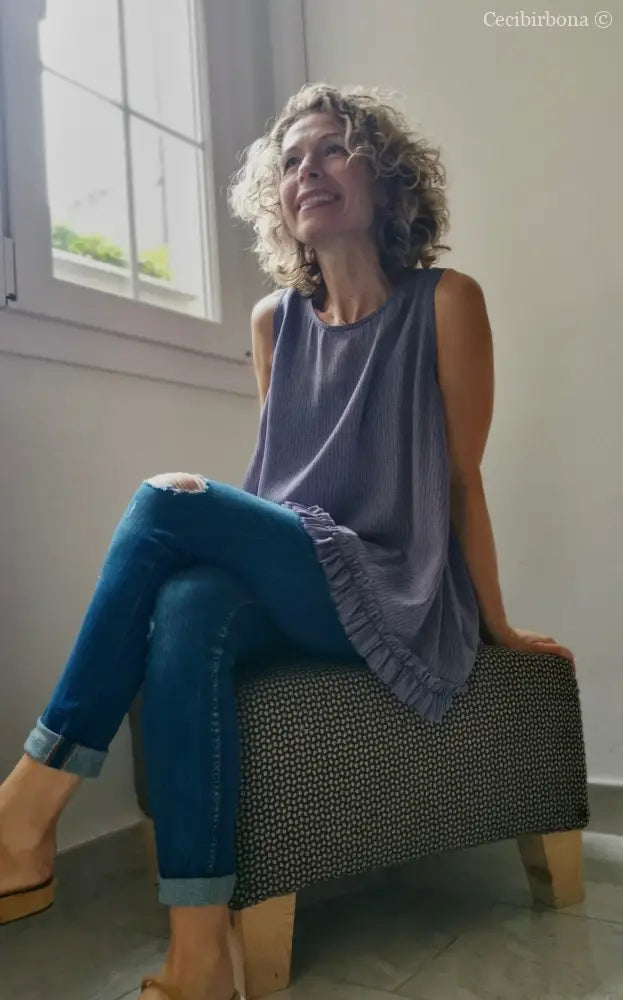 Camicia romantica per donna in viscosa color glicine con rouches - blusa color glicine - tunica boho camicia donna