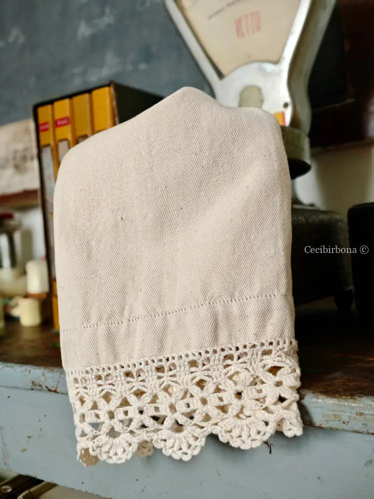 Canovaccio con bordi all’uncinetto accessori cucina