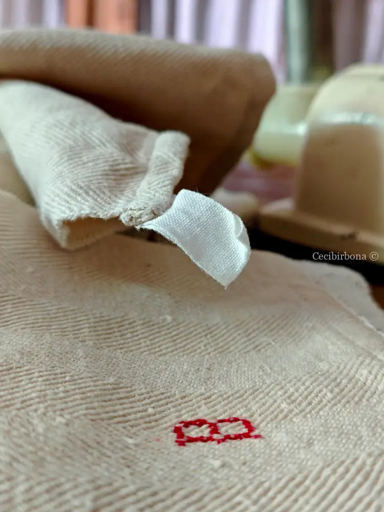 Canovaccio con pizzo e cifra rossa B Canovaccio