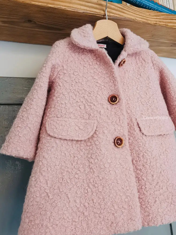 Cappotto rosa bambina - cappottino bimba - giacca bambina - cappotto bonton bimba - giacca in lana cotta rosa cappotto