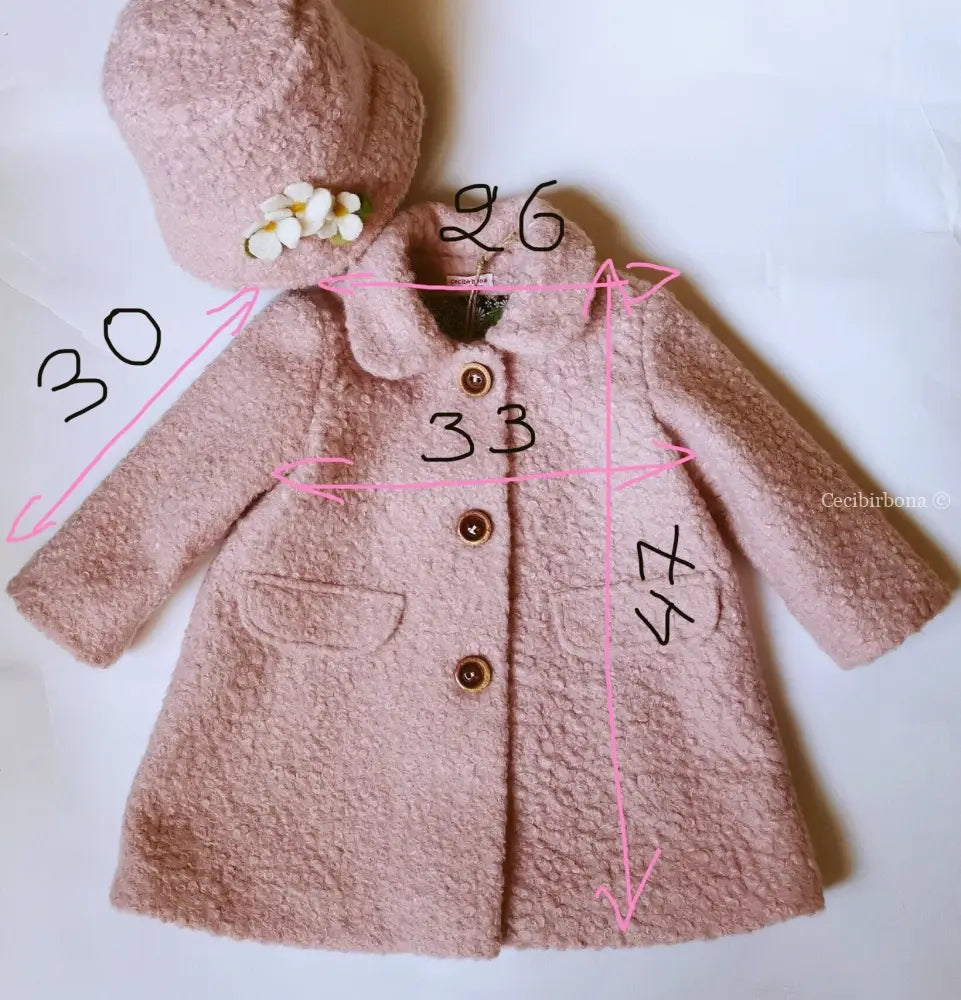 Cappotto rosa bambina - cappottino bimba - giacca bambina - cappotto bonton bimba - giacca in lana cotta rosa cappotto