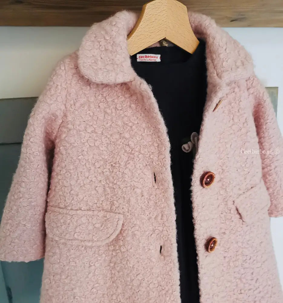 Cappotto rosa bambina - cappottino bimba - giacca bambina - cappotto bonton bimba - giacca in lana cotta rosa cappotto