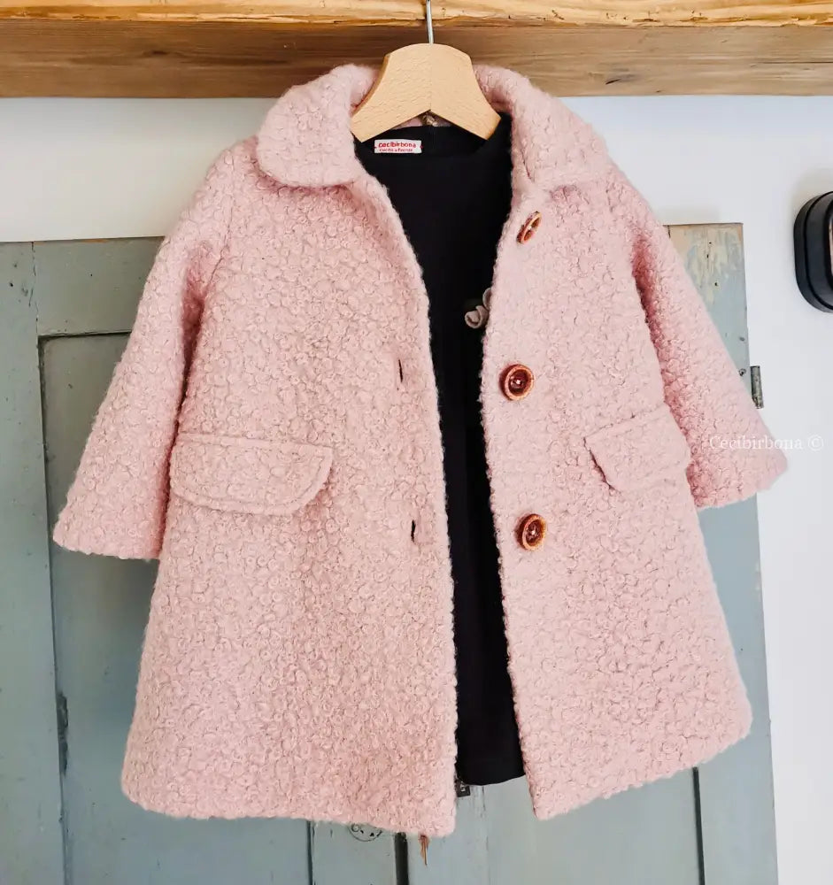 Cappotto rosa bambina - cappottino bimba - giacca bambina - cappotto bonton bimba - giacca in lana cotta rosa cappotto
