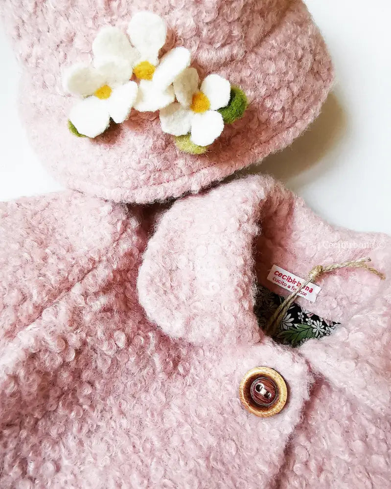 Cappotto rosa bambina - cappottino bimba - giacca bambina - cappotto bonton bimba - giacca in lana cotta rosa cappotto