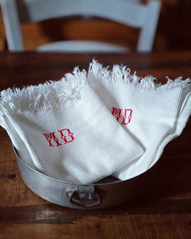 Coppia asciugamani in cotone con monogramma MD Asciugamani in cotone