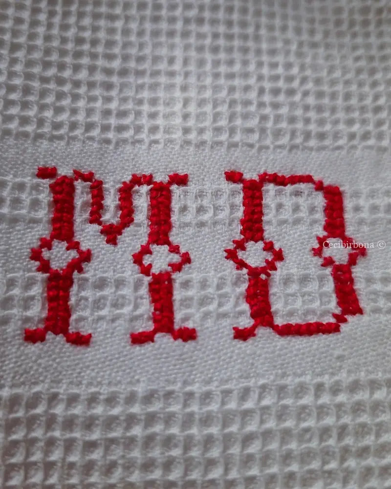 Coppia asciugamani in cotone con monogramma MD Asciugamani in cotone