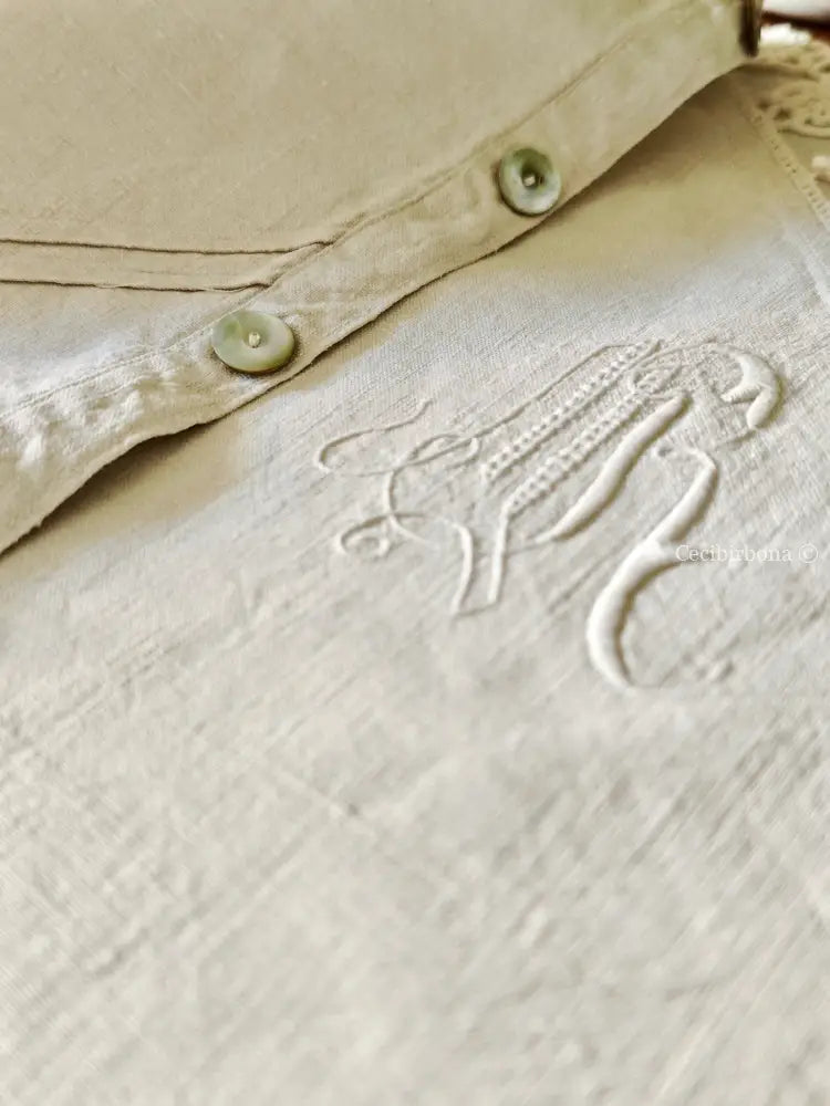 Coppia di federe antiche con pizzo all’uncinetto e monogramma MR biancheria antica per la casa