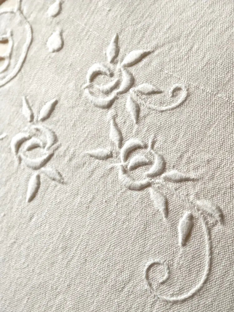 Coppia di federe antiche con ricami e monogramma SN biancheria antica per la casa