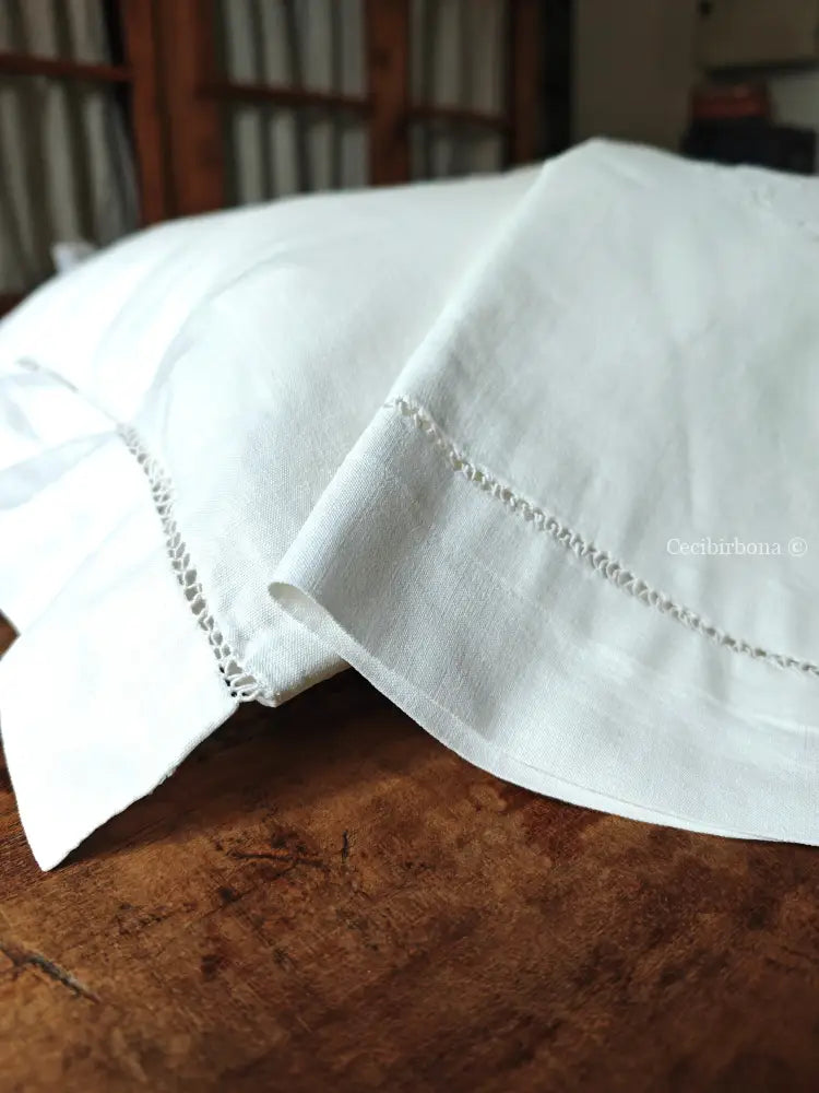 Coppia di federe antiche con ricami e monogramma SN biancheria antica per la casa