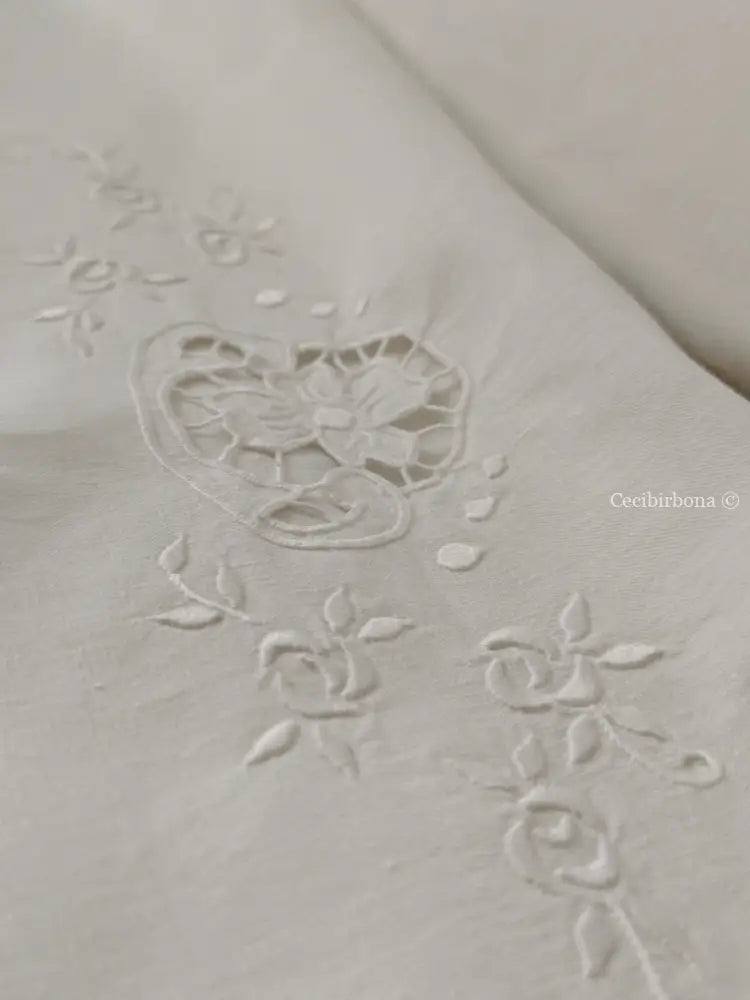 Coppia di federe antiche con ricami e monogramma SN biancheria antica per la casa