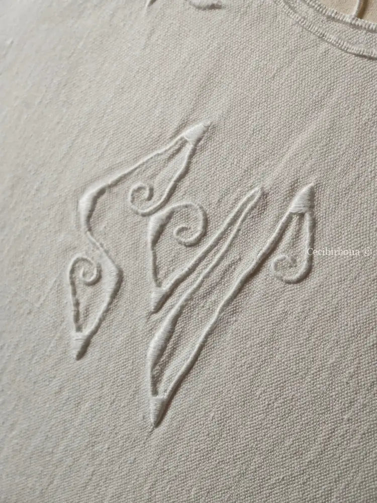 Coppia di federe antiche con ricami e monogramma SN biancheria antica per la casa