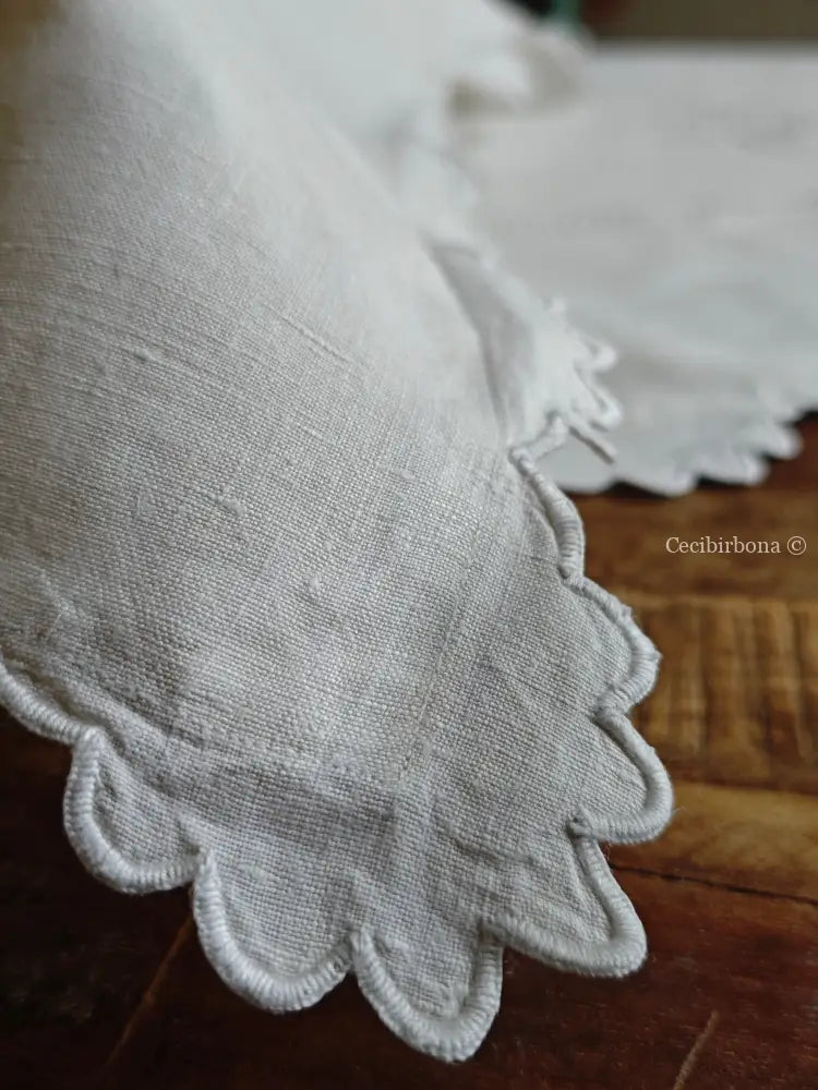 Coppia di federe antiche in lino con ricamo smerlo e monogramma NS biancheria antica per la casa