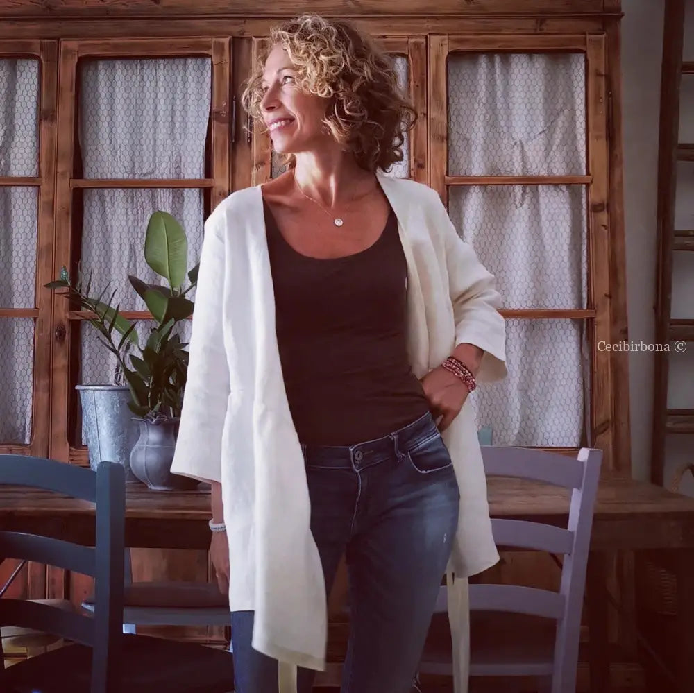 Disponibile in preordine Giacca corta incrociata grembiule donna tessuti antichi