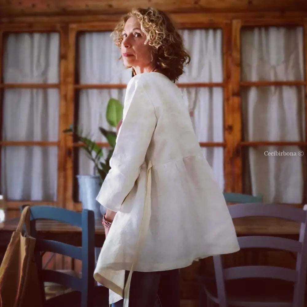 Disponibile in preordine Giacca corta incrociata grembiule donna tessuti antichi