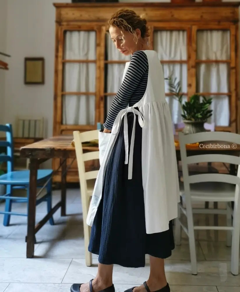 DISPONIBILE IN PREORDINE Gonna in mussola di cotone blu con cinturino elastico e tasche gonna donna