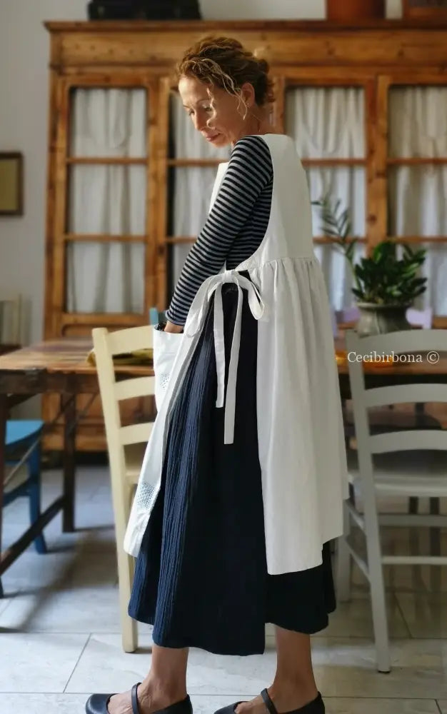 DISPONIBILE IN PREORDINE Gonna in mussola di cotone blu con cinturino elastico e tasche nascoste gonna donna