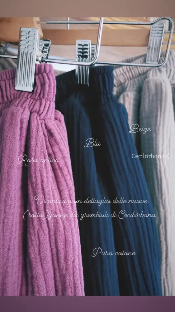 DISPONIBILE IN PREORDINE Gonna in mussola di cotone blu con cinturino elastico e tasche nascoste gonna donna