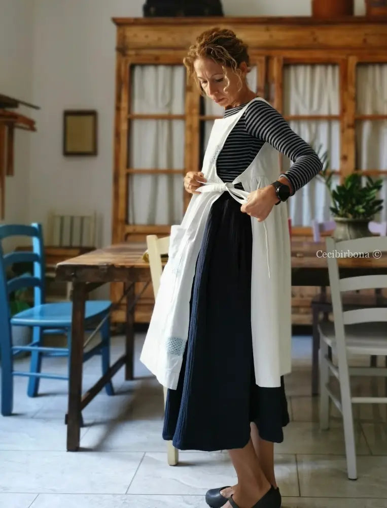 DISPONIBILE IN PREORDINE Gonna in mussola di cotone blu con cinturino elastico e tasche nascoste gonna donna