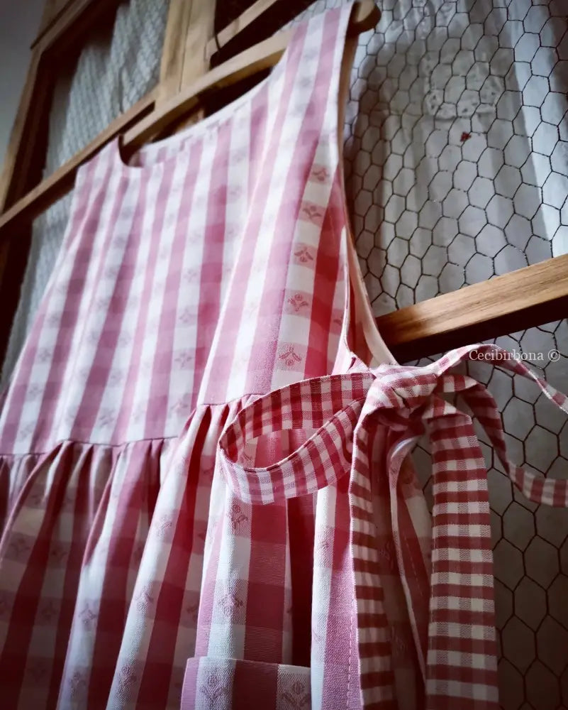 DISPONIBILE IN PREORDINE Grembiule da cucina in cotone a quadri rosa (Rif. 83) grembiule donna tessuti moderni