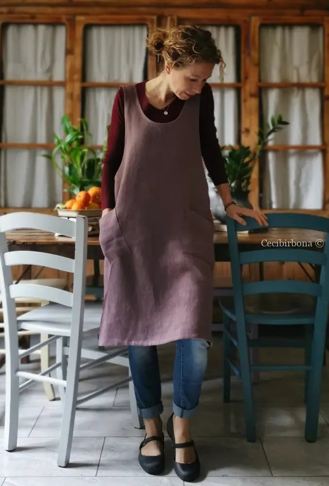 DISPONIBILE IN PREORDINE Grembiule da cucina in lino rosa in stile giapponese (Ref. 79) grembiule donna tessuti moderni